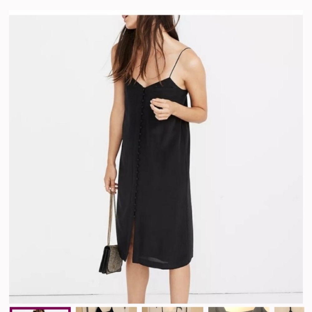 Madewell silk button front slip dress 00